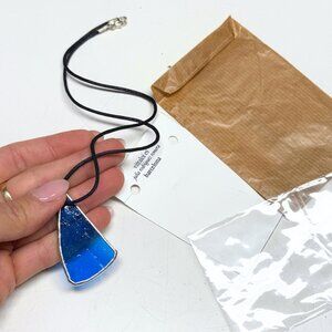 Vitraloi Barcelona Blue Stained Glass Pendant Necklace